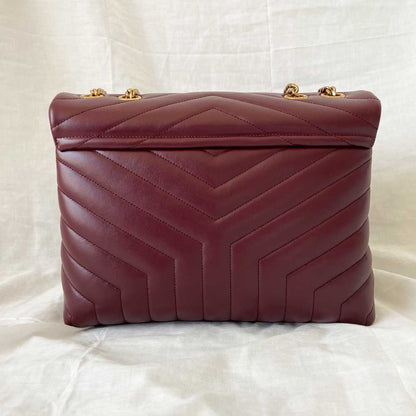 Saint Laurent Lou Medium Quilted Burgundy Shoulder bag