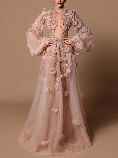 Rhinestones Elegant Mesh Women's Dress