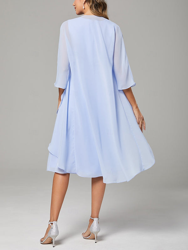 Solid Color Dress Top Suit