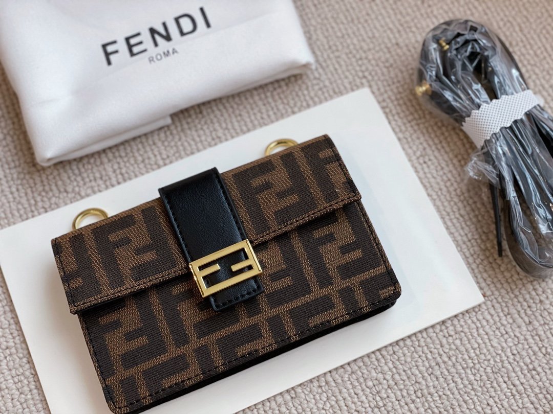 Fendi Mini Baguette Brown Fabric Bag