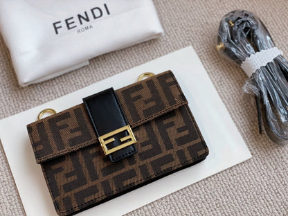 Fendi Mini Baguette Brown Fabric Bag