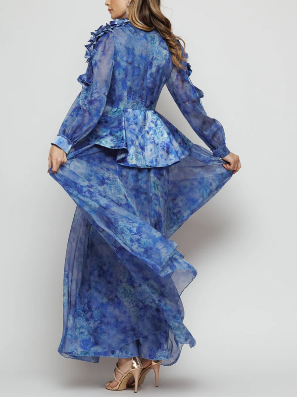 3D Temperament Chiffon Printing Women's Dress