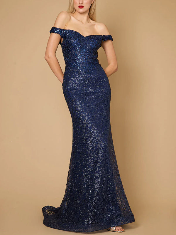 Tube Top Solid Color Sequins Maxi Dress