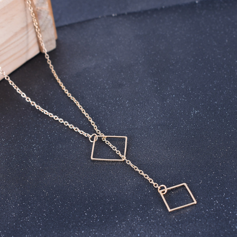 Creative Retro Simple Geometric Square Pendant Necklace