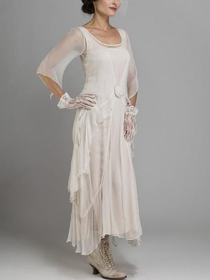 Downton Abbey Tea Party Crew Neck Solid Dress