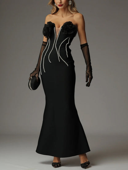 Solid Color Tube Top Maxi Dress