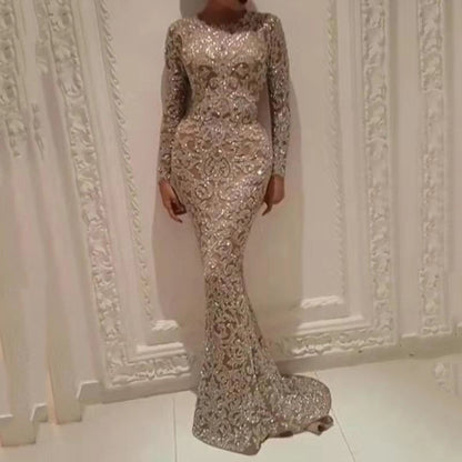 loveedsTM- Long Sleeve Sequin Sexy Evening Dress