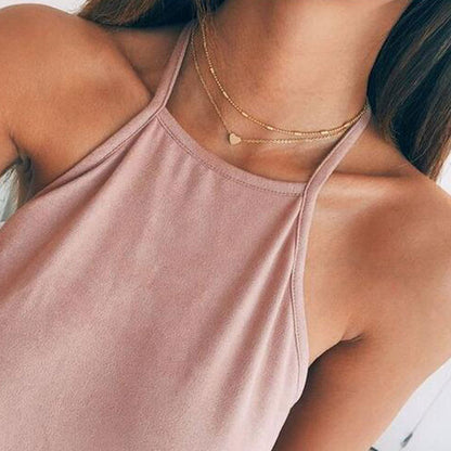 Lovingly simple two-tier brass collar necklace