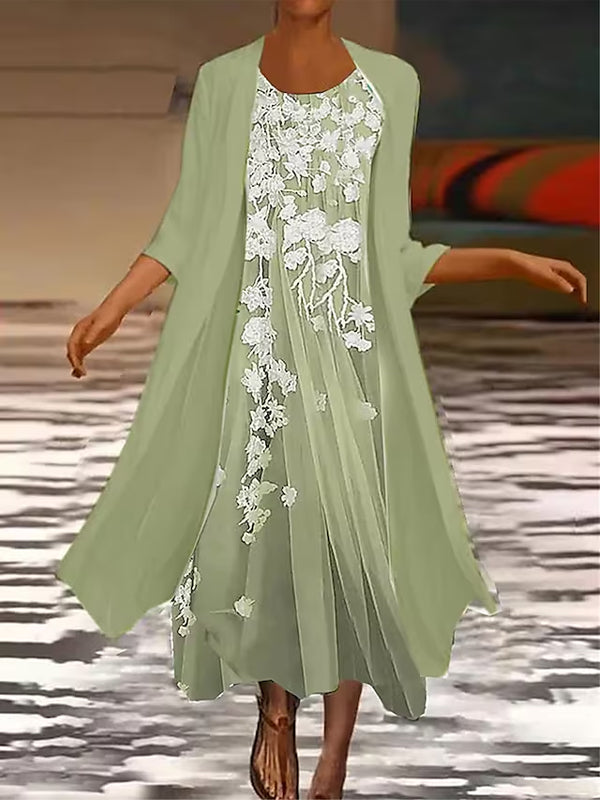 Women'S Printed Holiday Suspender Dress Two-Piece Suit