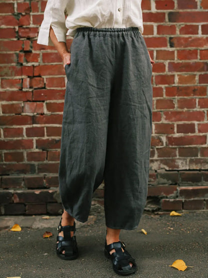 High-rise Tapered Linen Trousers Women's Pants