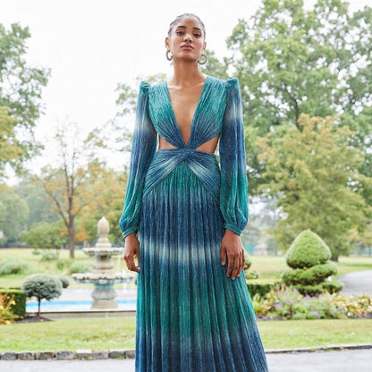 loveedsTM- Sexy V-Neck Backless Hollow Out Dress 2024 Summer Women Lantern Sleeve Club Party Long Maxi Dresses Tunic Beach Cover Up A916