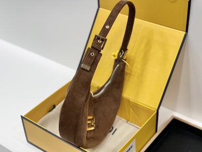 Fendi Brown Suede Croissant-Bag