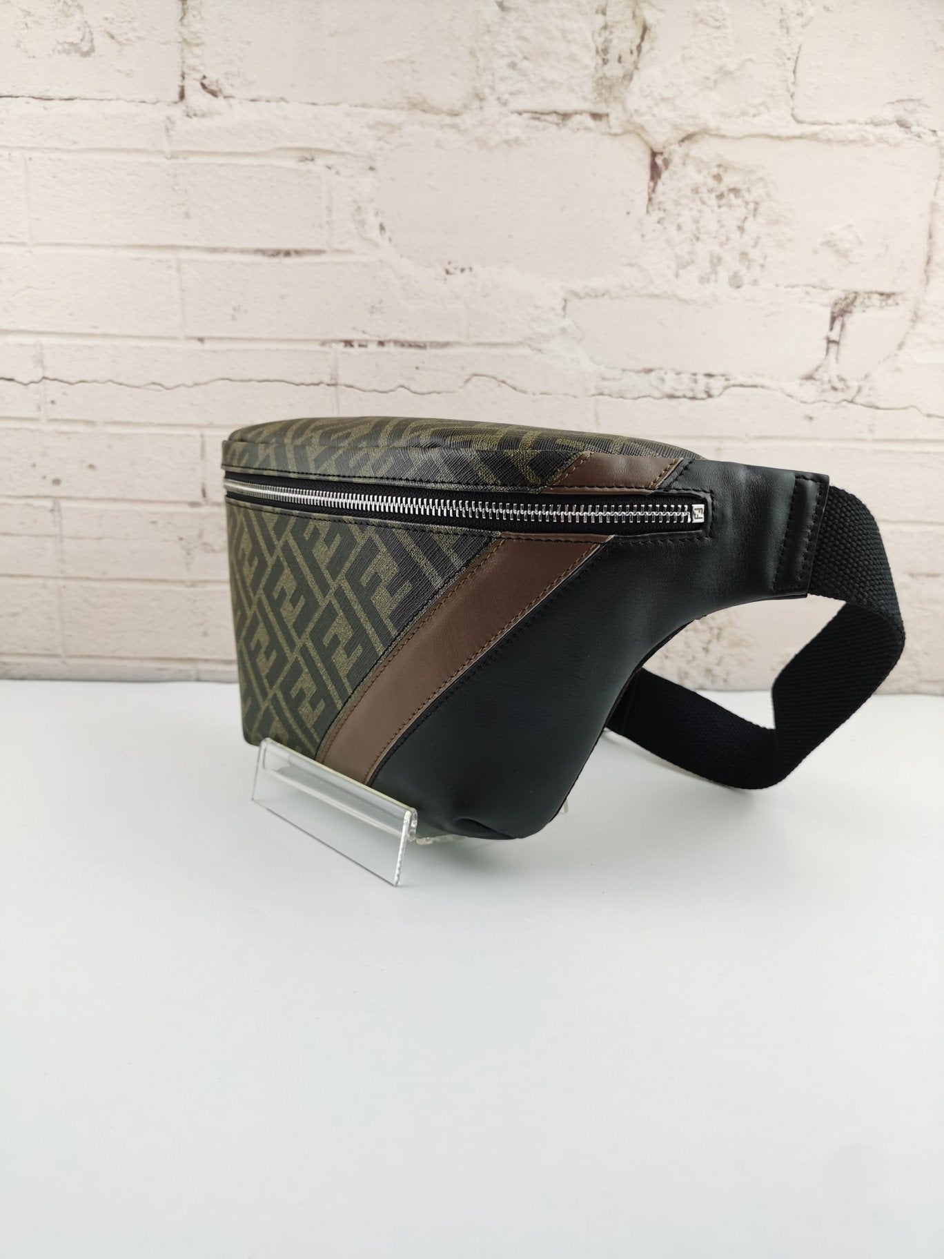 Fendi Zip Belt Bag Zucca Coated Canvas and Leather