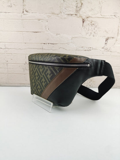 Fendi Zip Belt Bag Zucca Coated Canvas and Leather