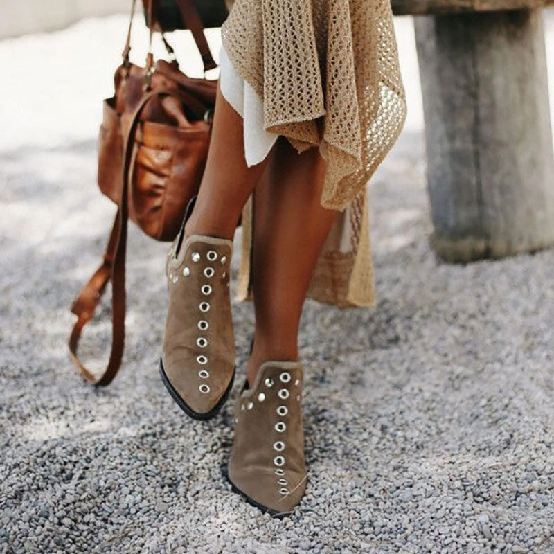 Pointed Toe Rivet Personalized Women's Short Boots