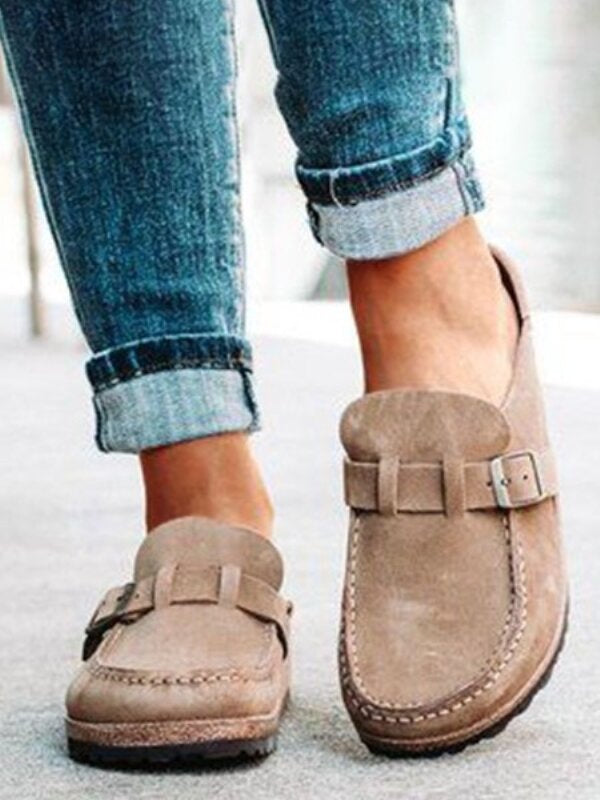 Women's casual suede all-match half-pull bean shoes