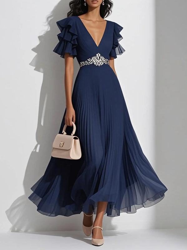 Chiffon Pleated Temperament Party Women's Dress
