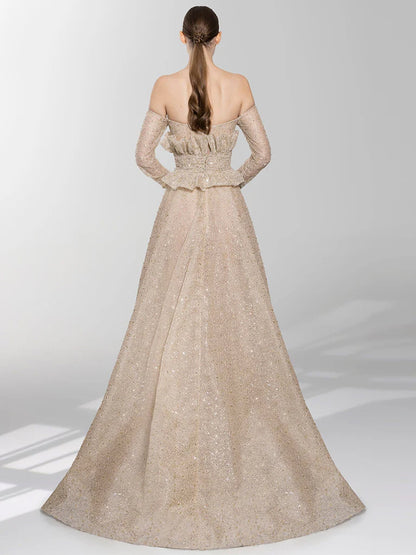 Solid Color Sequined Tube Top Maxi Dress