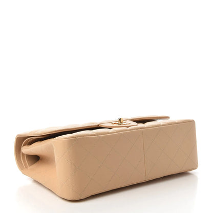 CHANEL Caviar Quilted Jumbo Double Flap Light Beige