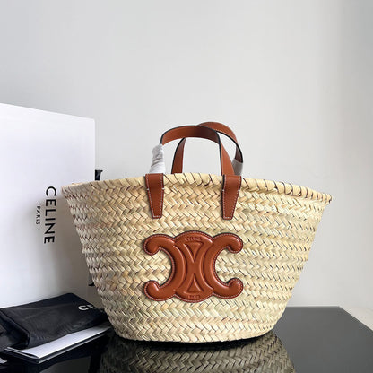 TEEN CELINE CLASSIC PANIER in Palm leaves and Calfskin