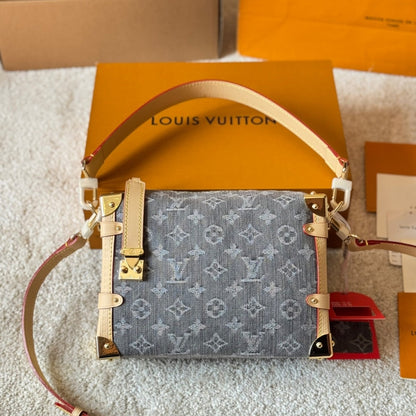 LOUIS VUITTON SIDE TRUNK MM BAG DENIM GREY 23CM M13285