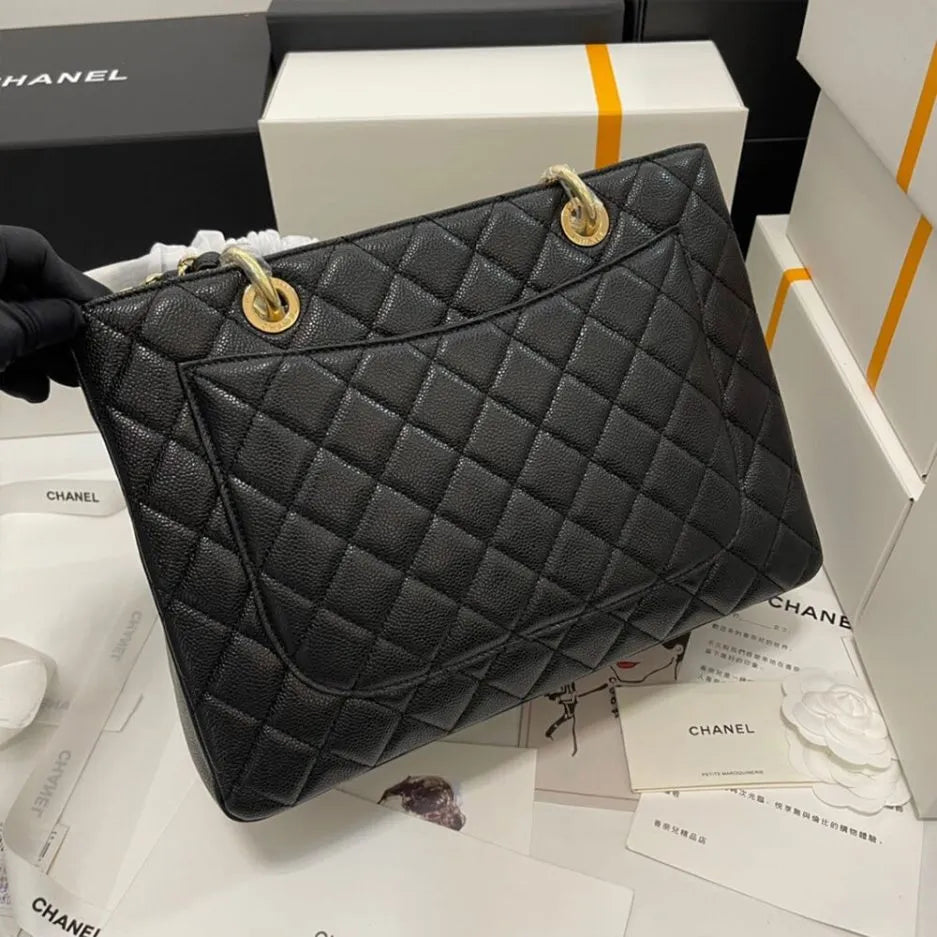 CHANEL CAVIAR QUILTED GRAND SHOPPING TOTE GST BLACK