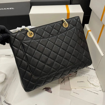 CHANEL CAVIAR QUILTED GRAND SHOPPING TOTE GST BLACK