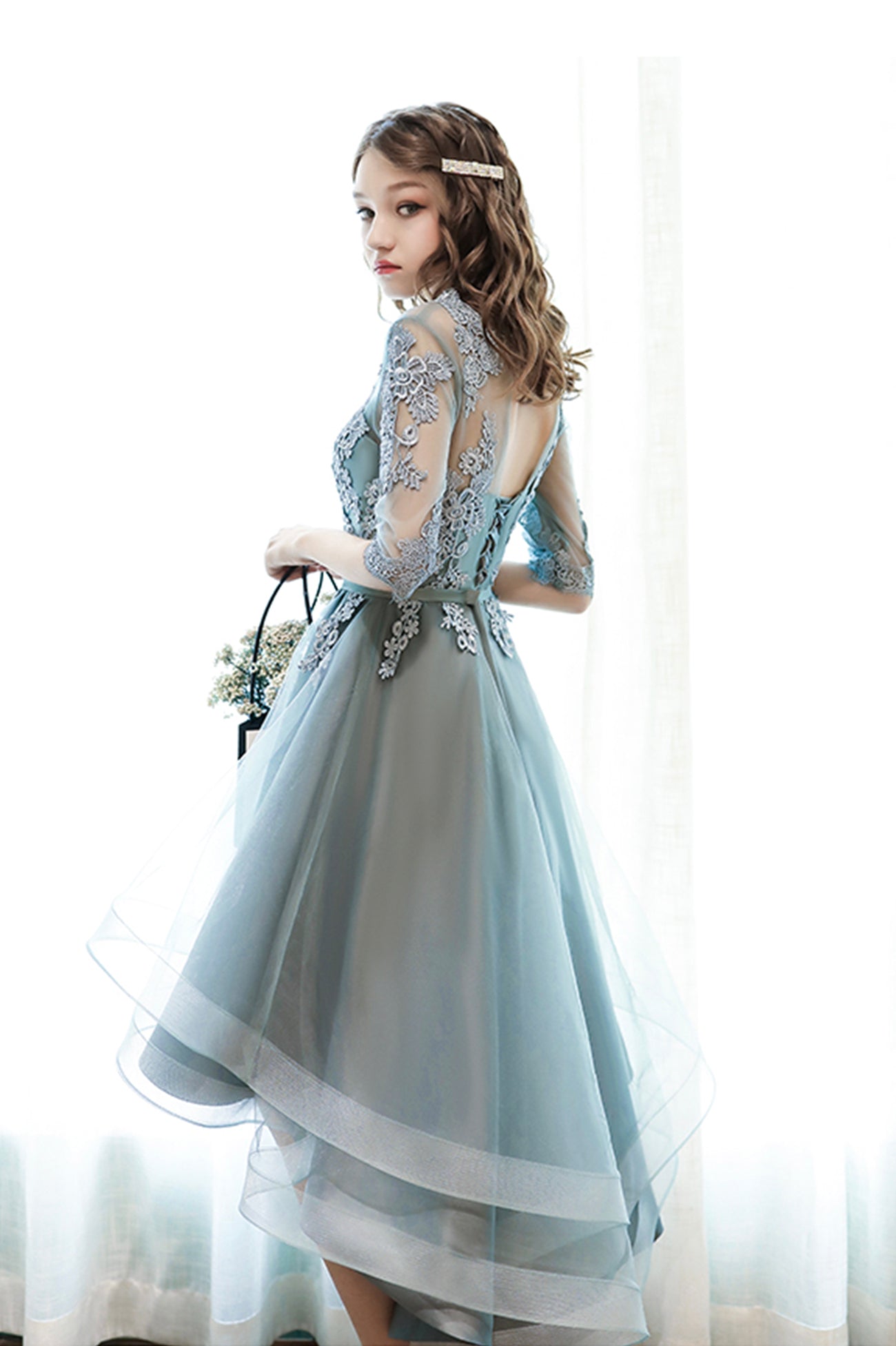 Cute Tulle Lace Short Prom Dress, A-Line Homecoming Party Dress