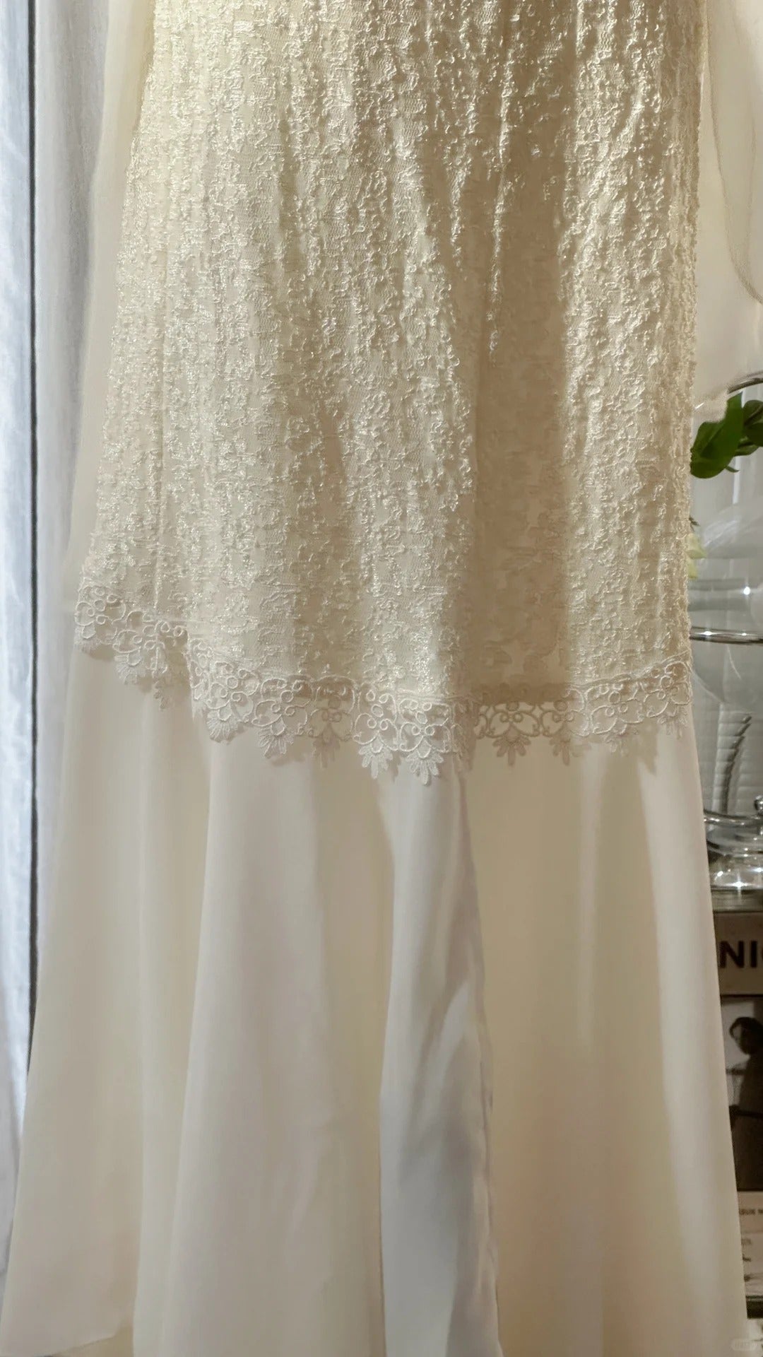 Ivory White Romantic Fashion Elegant Exquisite Lace Long Chiffon Ball Gown Evening Dress Birthday/Wedding Guest/Holiday Party Dress Prom Dress Valentine's Day Date Dress gh4028