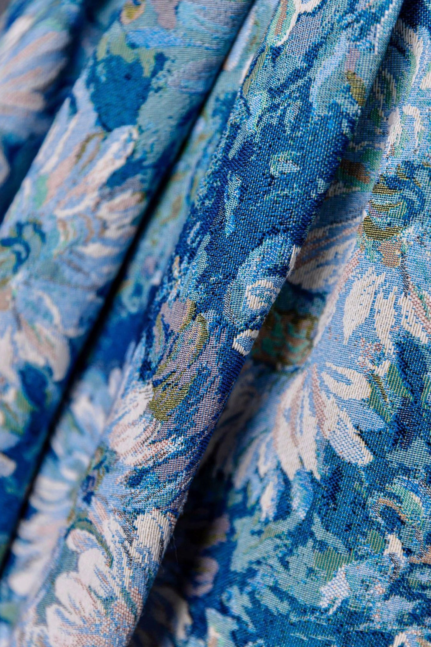 Blue Printed Long A-Line Prom Dress, Blue Off the Shoulder Formal Evening Dress