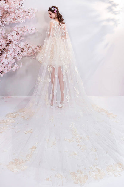 Champagne Scoop Neckline Lace Short Prom Dress, A-Line Homecoming Party Dress