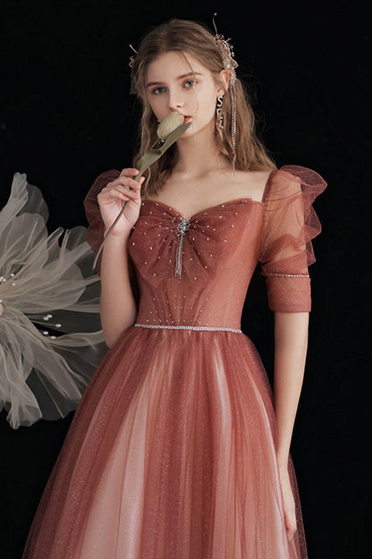 Lovely Gradient Tulle Long Evening Party Dress, A-Line Graduation Dress