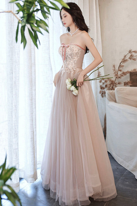 Pink Off the Shoulder Lace Evening Dress, A-Line Prom Party Dress