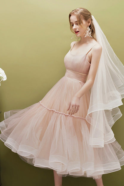 Cute Tulle Short Prom Dress, A-Line Spaghetti Straps Homecoming Party Dress