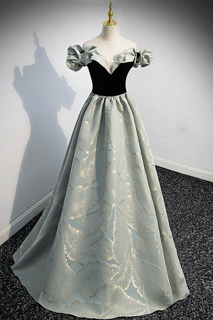 Stylish Satin Long A-Line Prom Dress, Off the Shoulder Evening Party Dress