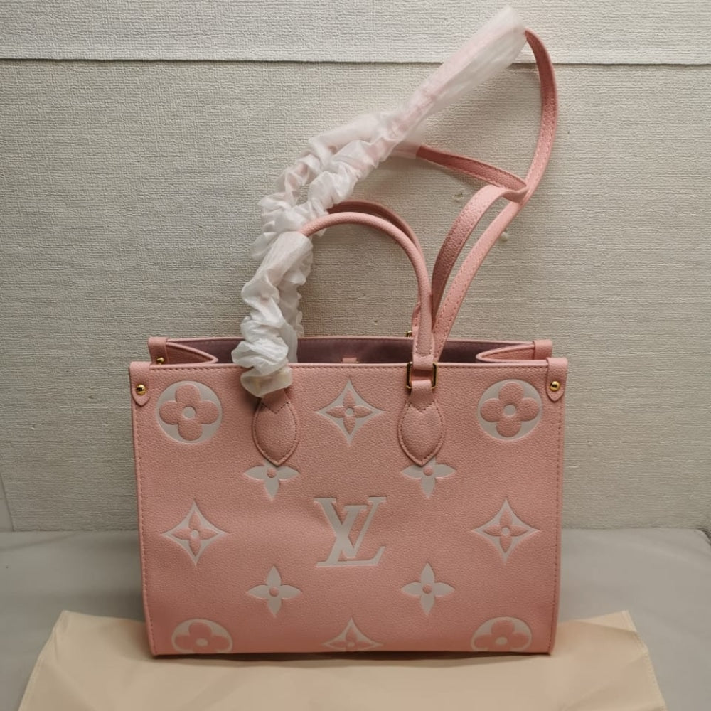 LOUIS VUITTON ONTHEGO MM MONOGRAM EMPREINTE LEATHER TRIANON PINK 33CM M46286