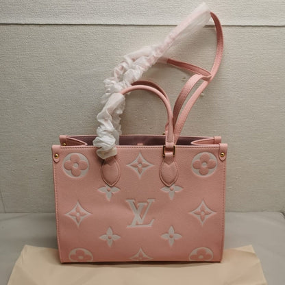 LOUIS VUITTON ONTHEGO MM MONOGRAM EMPREINTE LEATHER TRIANON PINK 33CM M46286