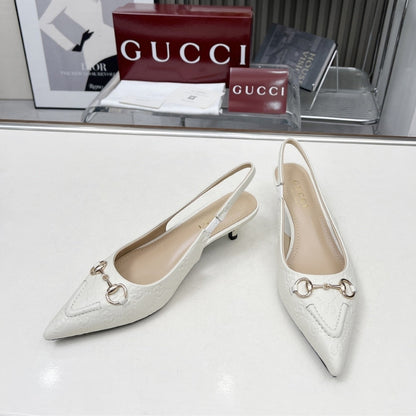 GUCCI WOMEN HORSEBIT SLINGBACK PUMP WHITE