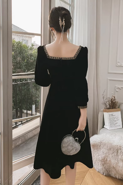 Black temperament dress high-end light luxury dress ED0158