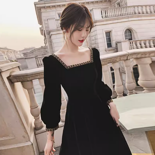 Black temperament dress high-end light luxury dress ED0158