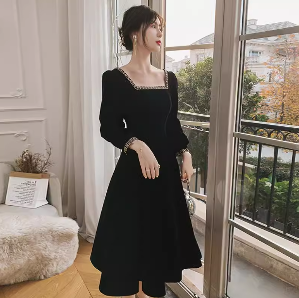 Black temperament dress high-end light luxury dress ED0158