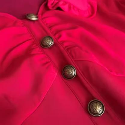 French V-neck flying sleeves dress ED0275