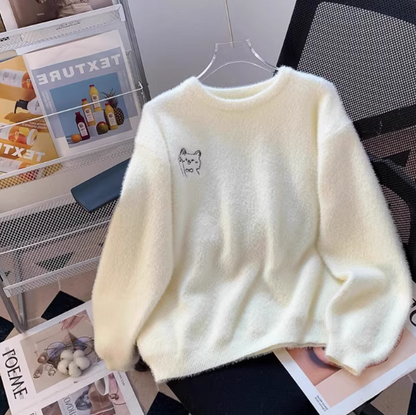 Mink fur soft round neck pullover sweater ED0292