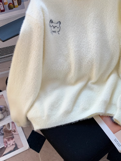 Mink fur soft round neck pullover sweater ED0292