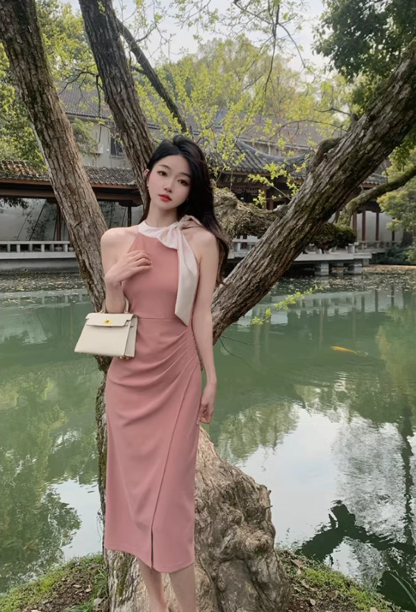 French luxury niche sleeveless dress banquet dress ED0306