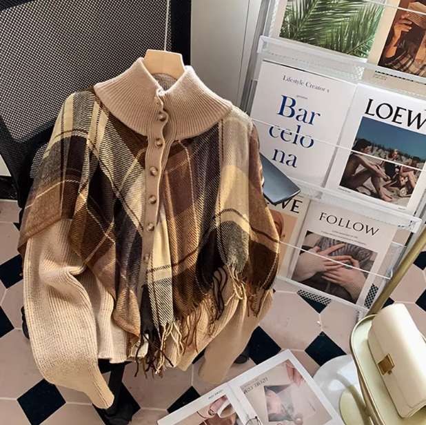 Vintage Diamond Tassel Shawl Long Sleeve Cardigan ED0317