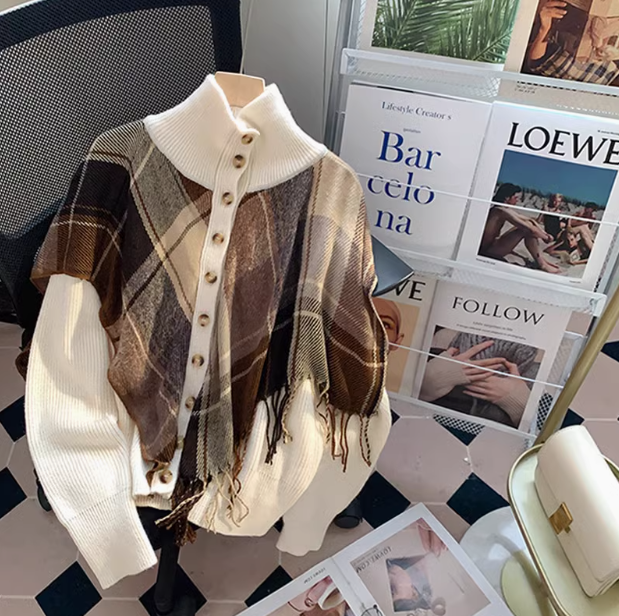 Vintage Diamond Tassel Shawl Long Sleeve Cardigan ED0317