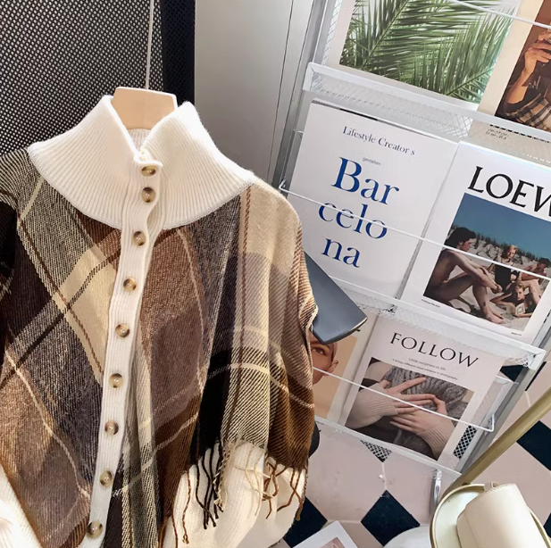 Vintage Diamond Tassel Shawl Long Sleeve Cardigan ED0317