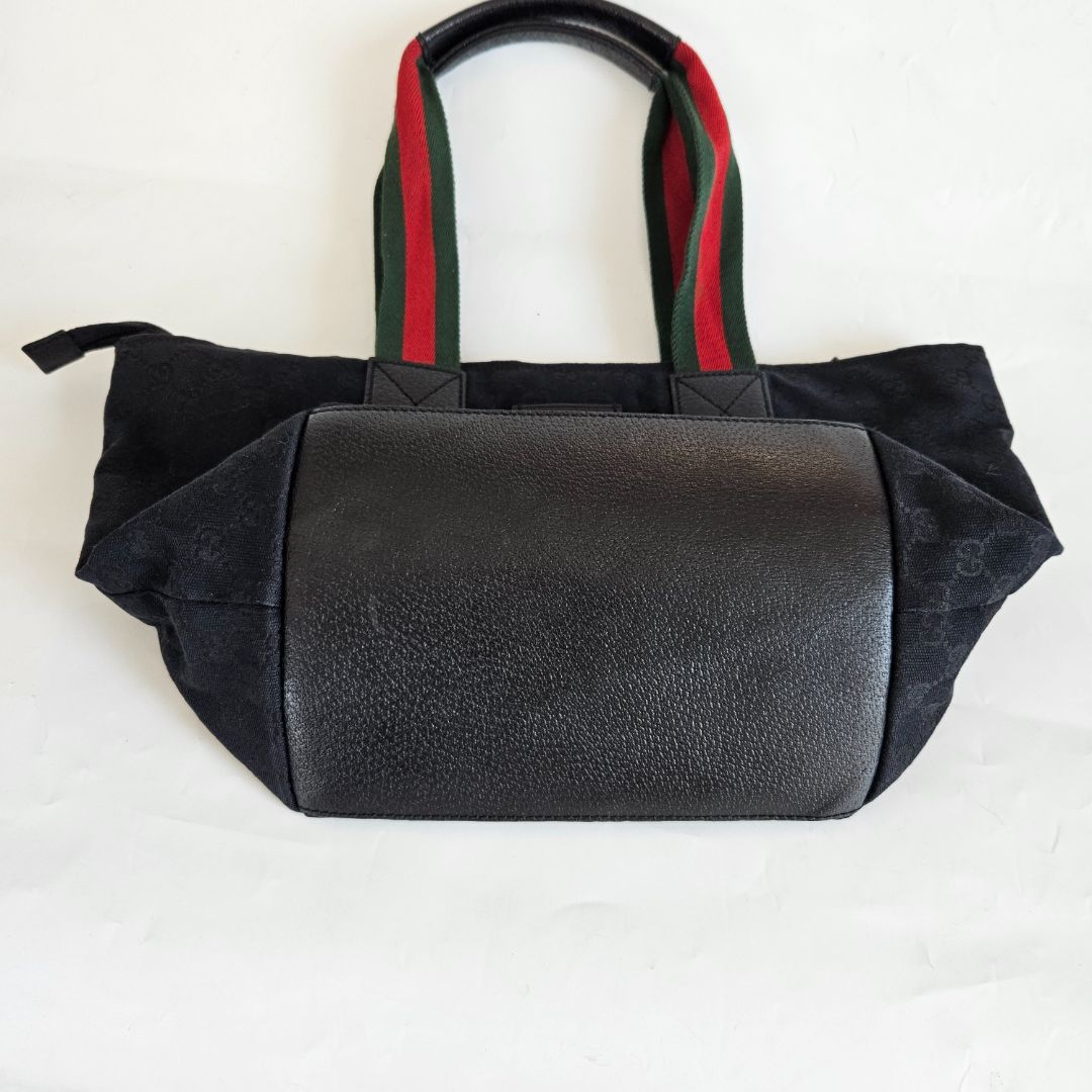 Gucci Navy Blue/Black GG Canvas Web Handle Tote