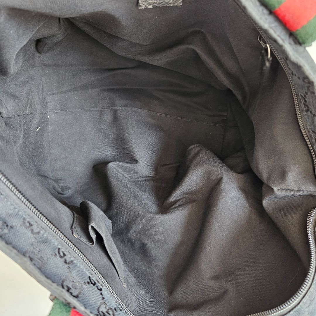 Gucci Navy Blue/Black GG Canvas Web Handle Tote